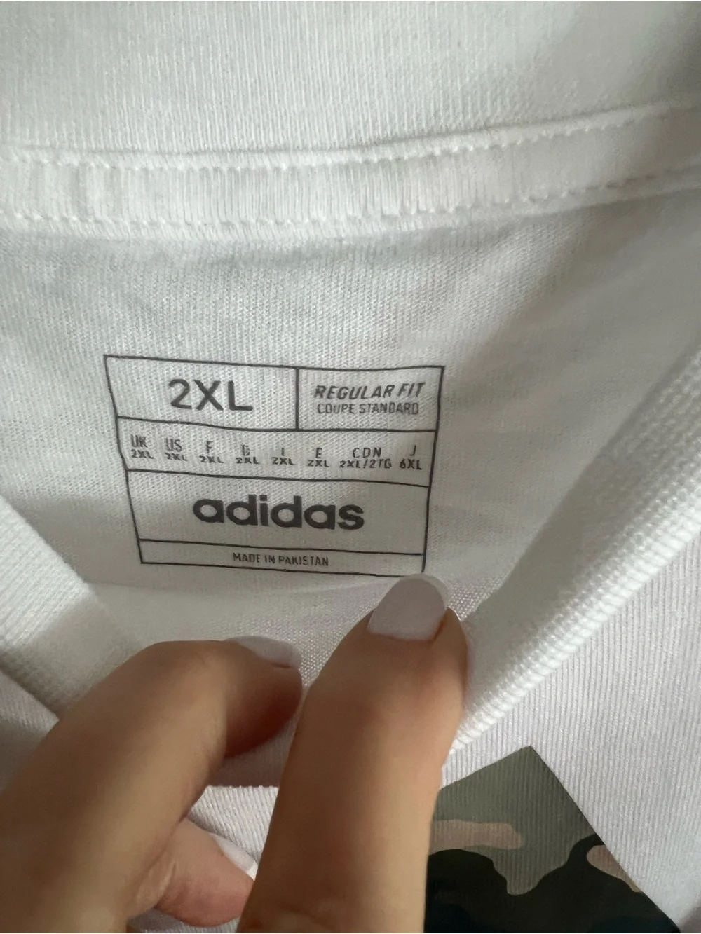 adidas White Short Sleeve Tee with Camouflage Logo